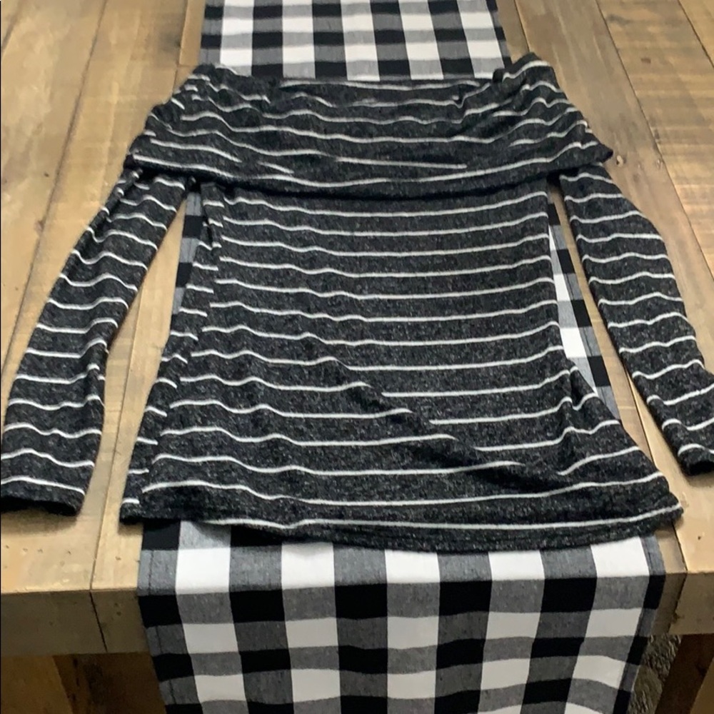 Striped off the shoulder sweater